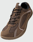Dannto Aero N1 - men's and women's gray wide toe box barefoot shoes shown from a three quarter view