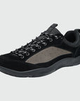 Aero N2 - black wide toe box barefoot for men women shown from a three quarter view