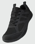 Dannto Aero N3 - men's black wide toe box barefoot shoes shown from a three quarter view