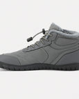Dannto unisex‘s gray winter snow Boots shown from the side