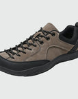 Dannto Veld I - Men's and Women's Wide Toe Box Barefoot Shoes khaki shown from a three quarter view