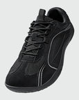 Dannto Aero N1 - men's and women's black wide toe box barefoot shoes shown from a three quarter view