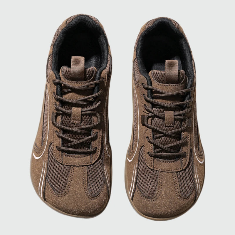 Dannto Aero N1 - men's and women's gray wide toe box barefoot shoes shown from the top