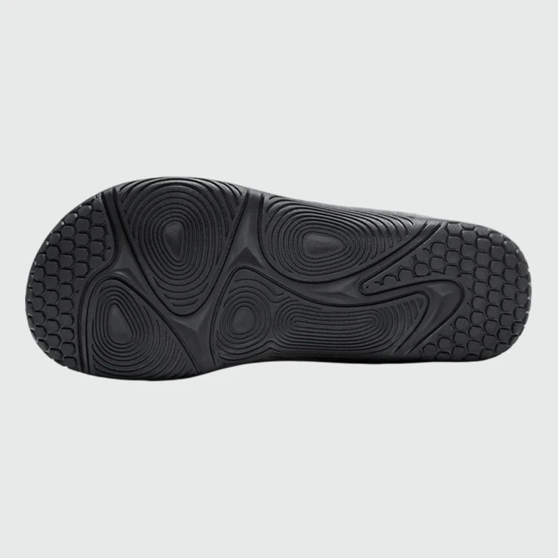 Dannto Aero N1 - men's and women's black wide toe box barefoot shoes shown from the bottom