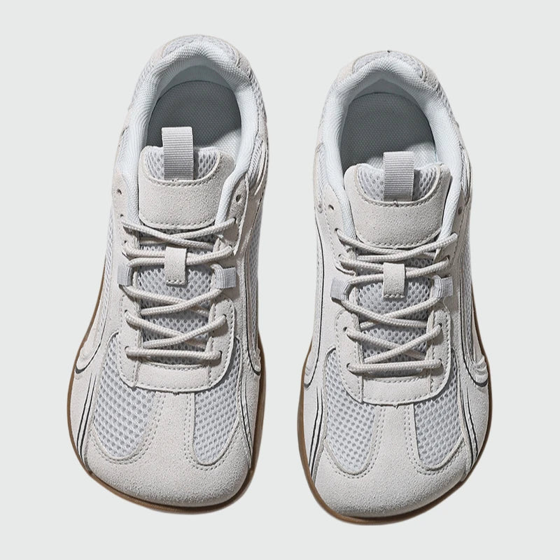 Dannto Aero N1 - men's and women's white wide toe box barefoot shoes shown from the top