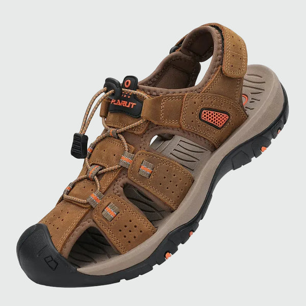 Dannto Trekport S3 - Men's Hiking Sandals taupe shown from a three-quarter view