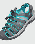 Dannto Trailport H3 - Women's Hiking Sandals gray green shown from a three quarter view