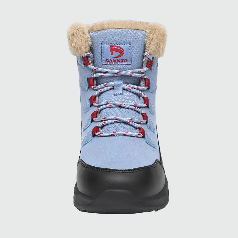 Dannto women‘s blue winter snow Boots shown from the front