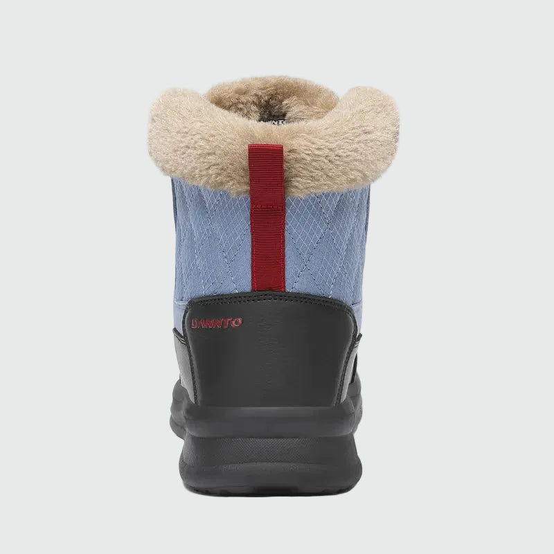 Dannto women‘s blue winter snow Boots shown from the back