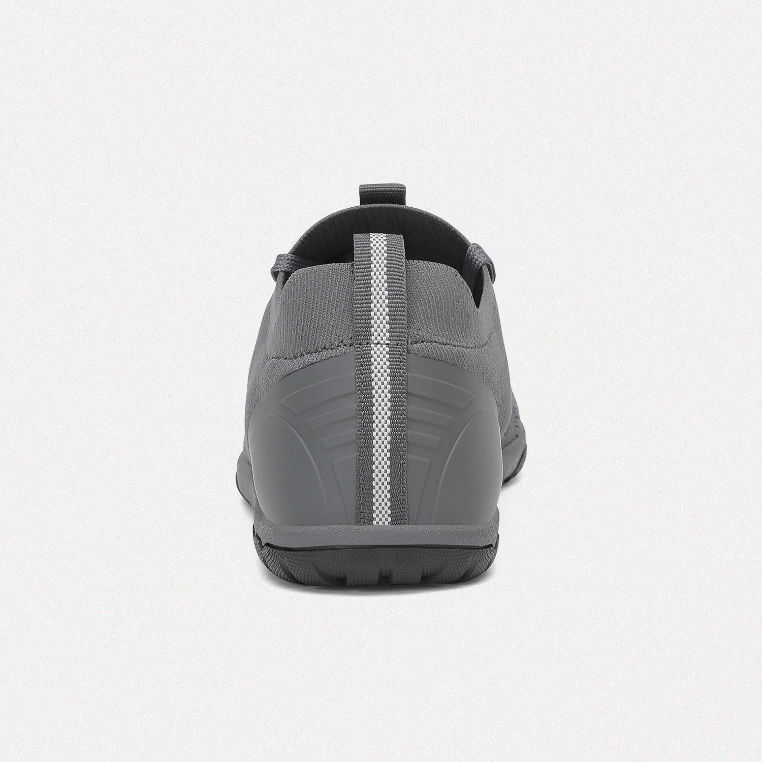 Dannto dark gray zero drop barefoot sneakers shown from the back