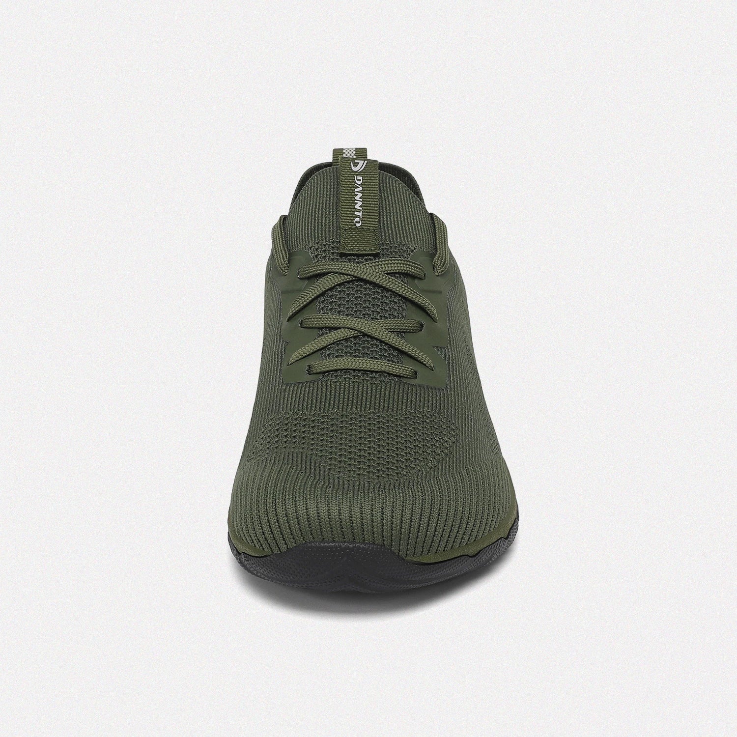 Dannto green zero drop barefoot sneakers shown from the front
