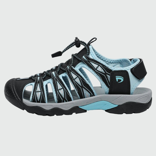 Dannto Damen Trailport H2 Sandale Schwarz Blau von der Seite dargestellt