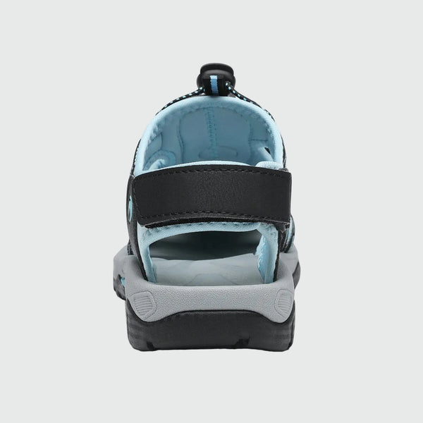 Dannto Damen Trailport H2 Sandale Schwarz Blau von hinten dargestellt