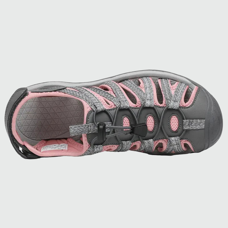 Dannto Damen-Wandersandalen mit geschlossener Zehenpartie S2 grau-rosa, von oben dargestellt