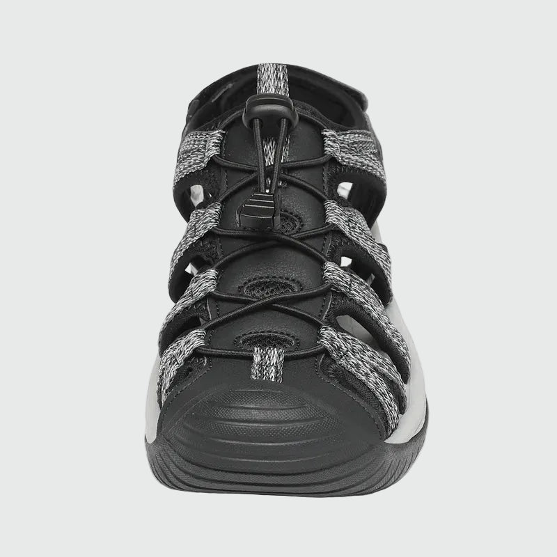 Dannto Damen-Wandersandalen S2 schwarz von vorne dargestellt