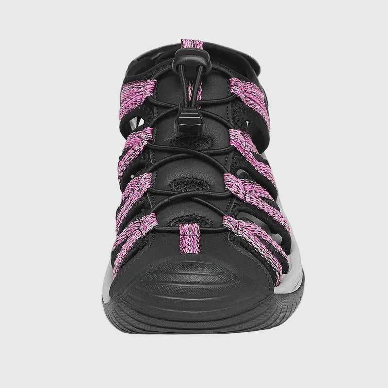 Dannto Damen-Wandersandalen mit geschlossener Zehenpartie S2 schwarz rosa, von vorne dargestellt