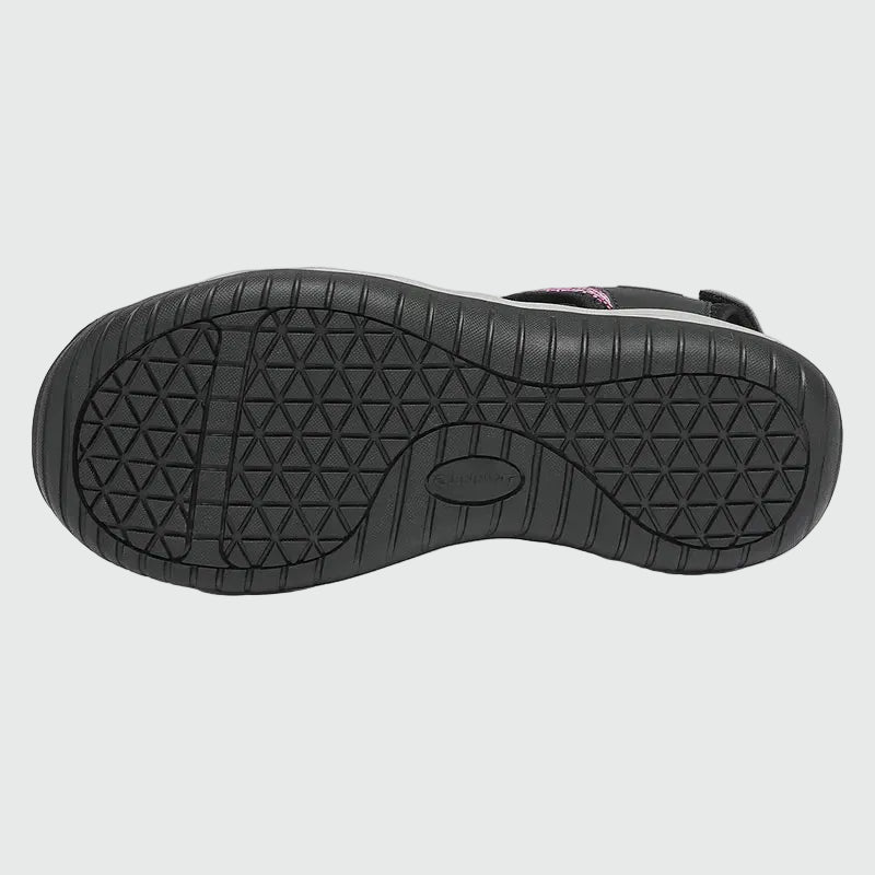 Dannto Damen-Wandersandalen mit geschlossener Zehenpartie S2 schwarz rosa, von unten dargestellt