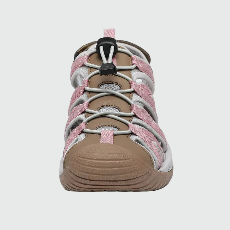 Dannto Damen-Wandersandalen mit geschlossener Zehenpartie S2 Khaki, von vorne dargestellt