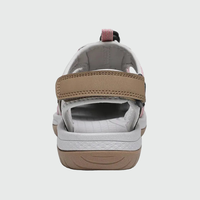 Dannto Damen-Wandersandalen mit geschlossener Zehenpartie S2 Khaki, von hinten dargestellt