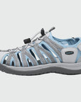 Dannto women's closed toe hiking sandals S2 white blue shown from the side