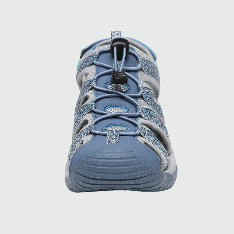 Dannto women's closed toe hiking sandals S2 blue shown from the front