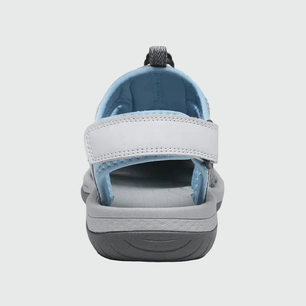 Dannto Damen-Wandersandalen mit geschlossener Zehenpartie S2 blau, von hinten dargestellt