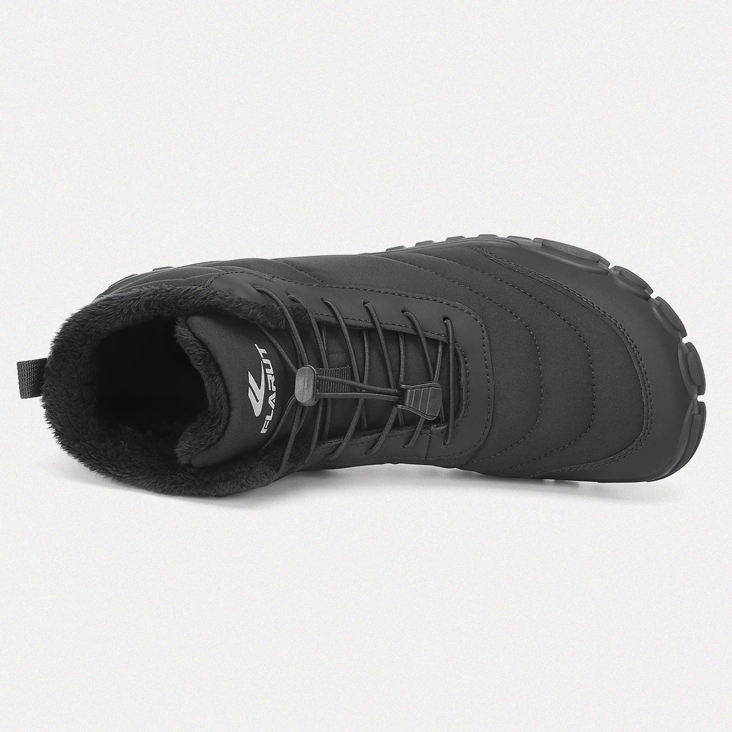 Dannto unisex‘s all black winter snow Boots shown from the top