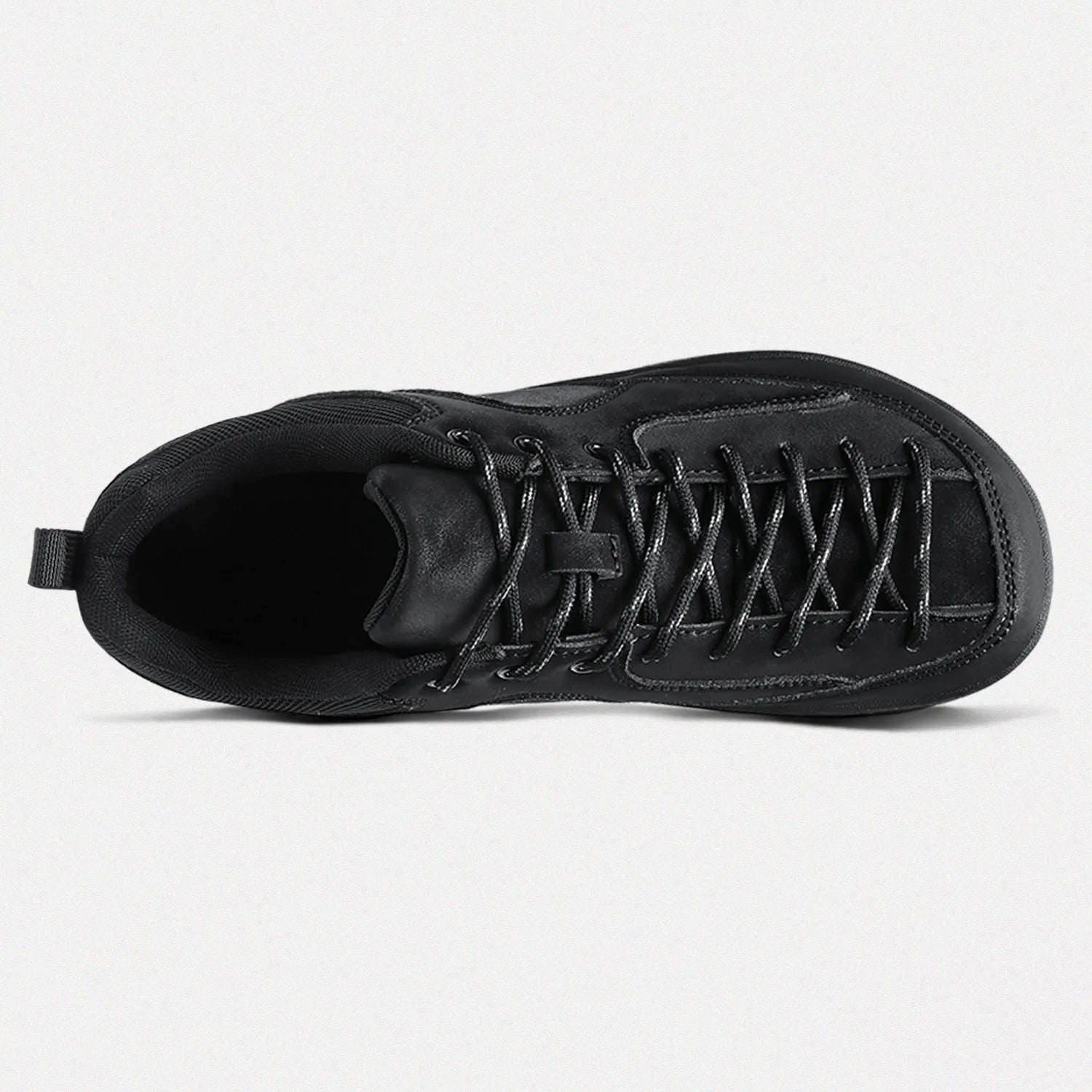 Dannto men‘s black wide toe outdoor sneakers shown from the top